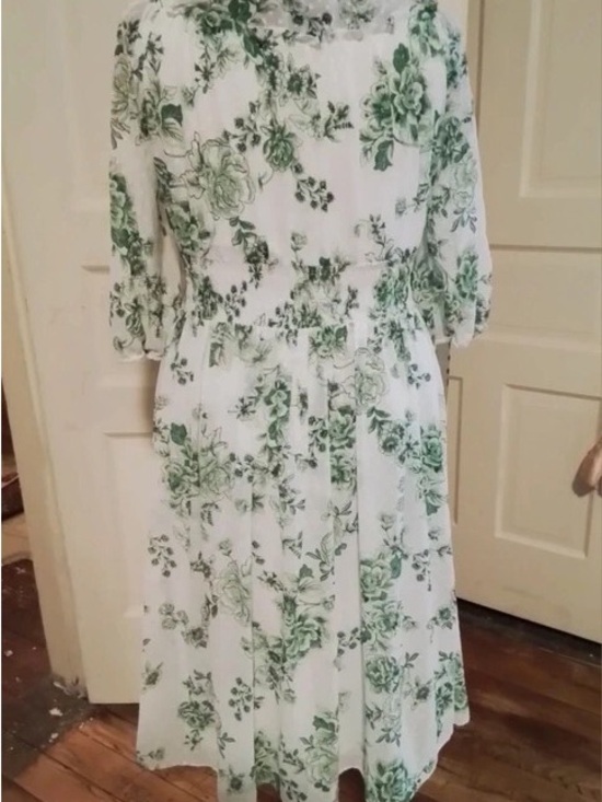 La Ligne Dresses & Skirts - La Ligne White Midi Skirt with Green Floral Print